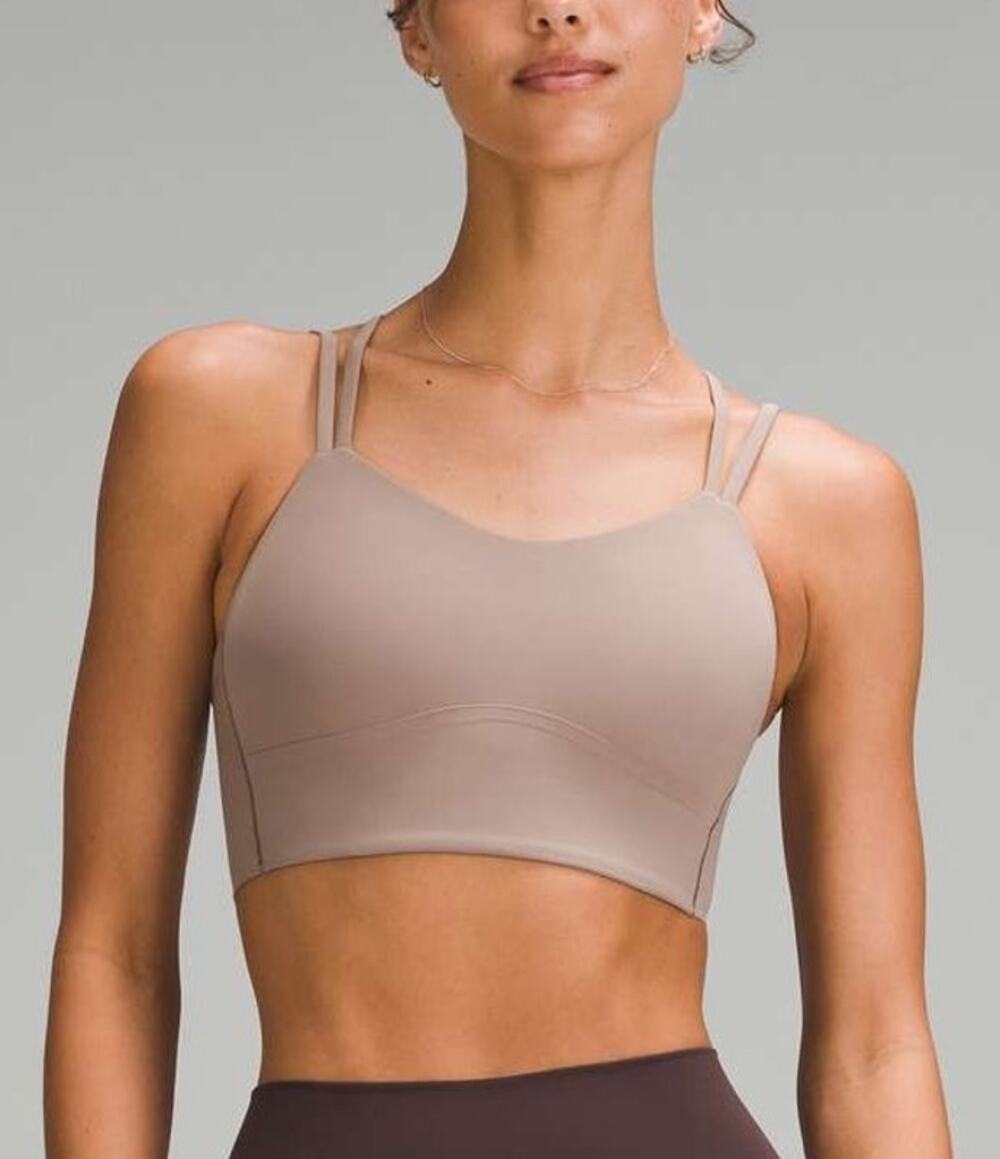 Lululemon Like a Cloud Longline Sports Bra Size 4 Taupe High Impact Athletic Gym